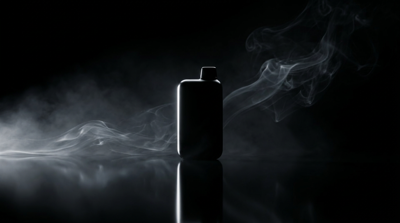 Black device in silver rim light and haze